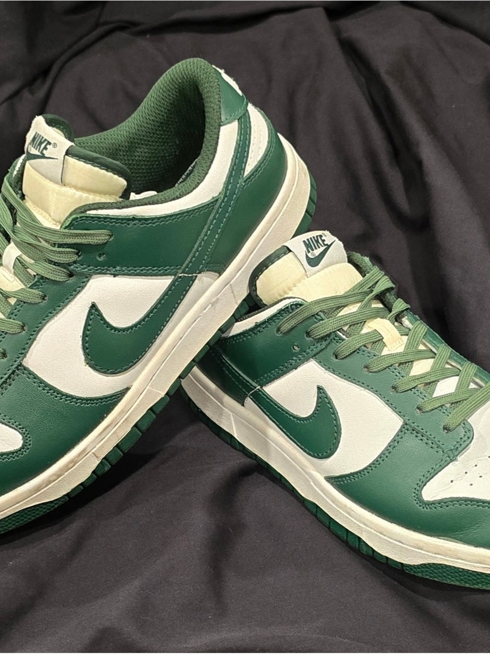 Nike Green and White Low-Top Sneakers